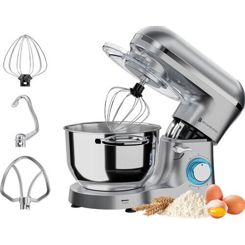 Tweedekans KitchenBrothers Keukenmachine - Keukenrobot - 6,2L - Mixer met Mengkom - Keukenmixer - 2000W - Zilver Tweedehands