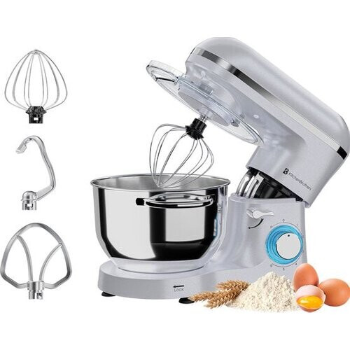 Tweedekans KitchenBrothers Keukenmachine - Keukenrobot - 6,2L - Mixer met Mengkom - Keukenmixer - 2000W - Parelwit Tweedehands
