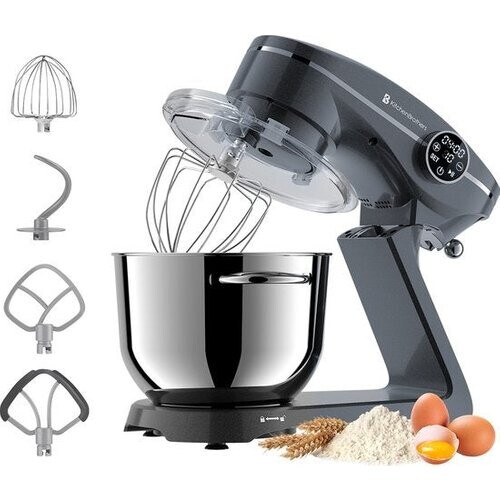 Tweedekans KitchenBrothers Keukenmachine - Touch Display en Timer - Keukenrobot - 6L - 1800W - Aluminium - Antraciet Tweedehands