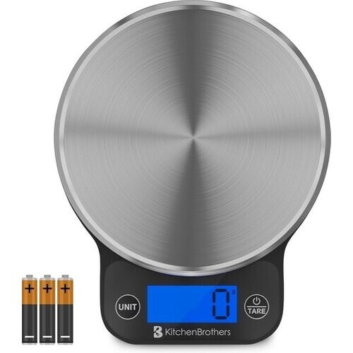 Tweedekans KitchenBrothers Keukenweegschaal - Weegschaal Keuken Digitaal - 1 g tot 6 kg - Tarra Functie - Inclusief Batterijen - RVS/Zwart Tweedehands