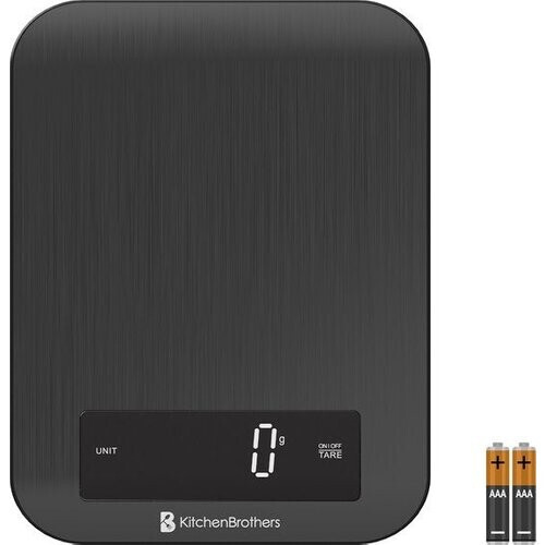 Tweedekans KitchenBrothers Keukenweegschaal - Weegschaal Keuken - Digitaal - 1g tot 10kg - Inclusief Batterijen - RVS/Gunmetal Black Tweedehands