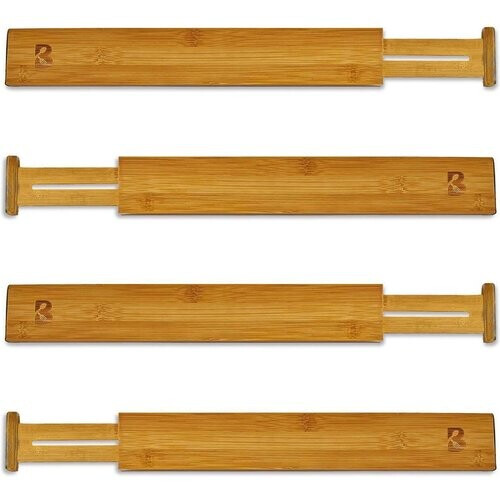 Tweedekans KitchenBrothers Ladeverdeler - Lade Organizer - Uitschuifbaar - Verstelbaar - 4 Stuks - Bamboe Tweedehands