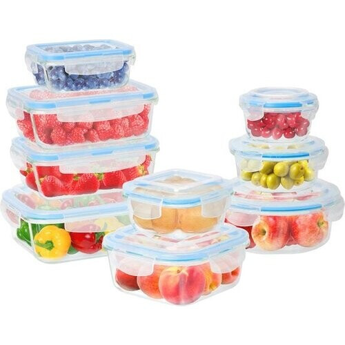 Tweedekans KitchenBrothers Meal Prep Bakjes - Vershoudbakjes Set - Luchtdicht - BPA Vrij - Glas - 9 Stuks Tweedehands