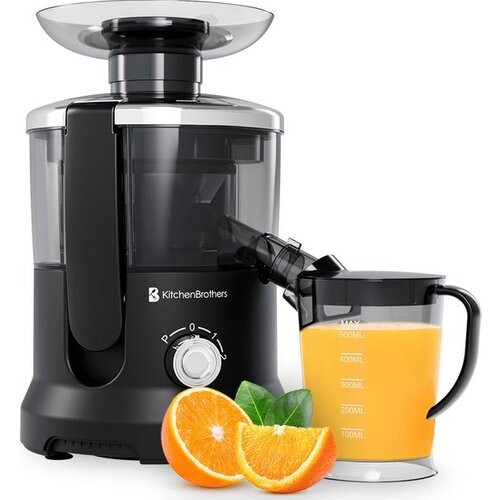 Tweedekans KitchenBrothers Sapcentrifuge - Juicer - Met Pulpcontainer - 500ml - 600W - Zwart Tweedehands