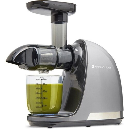Tweedekans KitchenBrothers Slowjuicer - Juicer - Groenten en Fruitpers - 700ml Sapbeker - 1400ml Pulpcontainer - Grijs Tweedehands