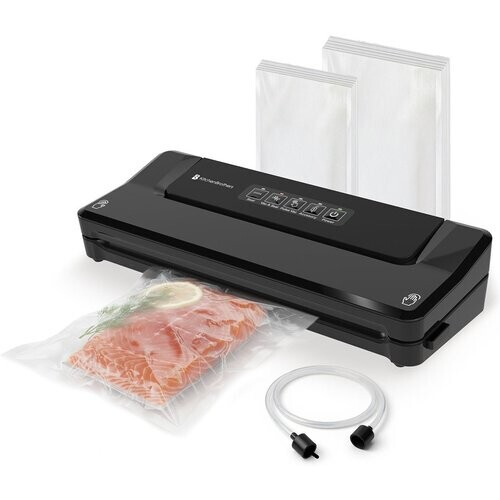Tweedekans KitchenBrothers – Vacumeermachine – 4 Functies & Inclusief 40 PFAS-vrije Zakken – Voorzien Van Pulse-functie En Vacuümslang – Voor Sous-vide En Meal Prep – Zwart Kunststof Tweedehands