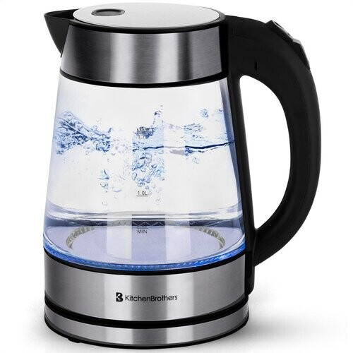 Tweedekans KitchenBrothers Waterkoker - 1.7L - Glas - BPA vrij - 2200W - 24.51x16.04x22.70 cm - Glas|Zonder temperatuurregeling Tweedehands