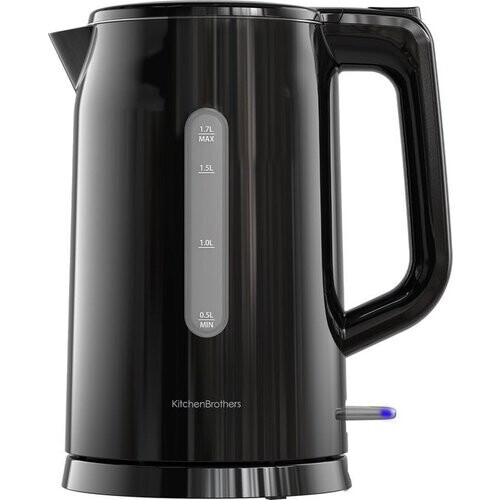 Tweedekans KitchenBrothers Waterkoker - Elektrisch - 1,7 Liter - Met Kalkfilter - Dubbelwandig - Cool-touch - Zwart Tweedehands