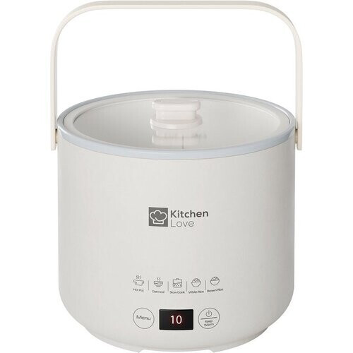 Tweedekans KitchenLove Rijstkoker - 0.4L - Multicooker - Rice Cooker - Slowcooker - 1 tot 2 Personen - Klein - Créme Wit Tweedehands