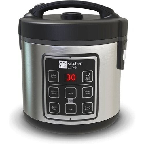 Tweedekans KitchenLove Rijstkoker met Stomer - 1.2L - Multicooker - Rice Cooker - Slowcooker - 2 tot 5 Personen - Zwart RVS Tweedehands