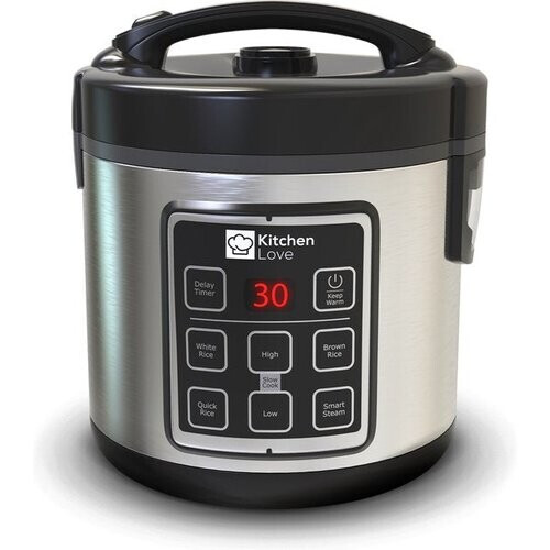 Tweedekans KitchenLove Rijstkoker met Stomer - 1.8L - Multicooker - Rice Cooker - Slowcooker - Zwart RVS Tweedehands