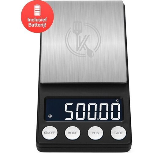 Tweedekans Kitchenwell digitale mini precisie keukenweegschaal - 0,01 tot 500 gram - 14.2 x 7.5 cm - pocket scale op batterij - weegschaal keuken Tweedehands