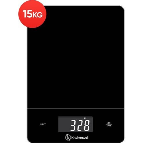 Tweedekans Kitchenwell Digitale Precisie Keukenweegschaal – Weegschaal Keuken - 1gr - 15kg – Tarra Functie - Zwart Tweedehands