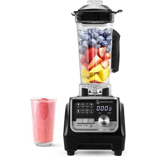 Tweedekans Kitchenwell Power Blender – 2000W IJscrusher & Smoothie Maker – 2L – 20,6 x 20,6 x 50 cm – Zwart/RVS Tweedehands