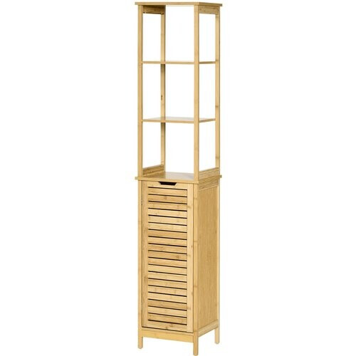 Tweedekans Kleankin Badkamerkast - 3 Planken - Bamboe - 34x30x173 cm Tweedehands