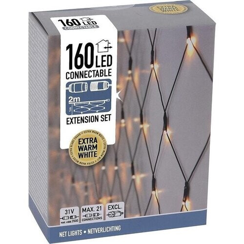 Tweedekans Koppelbare Netverlichting - 160 LED - 2m - extra Tweedehands