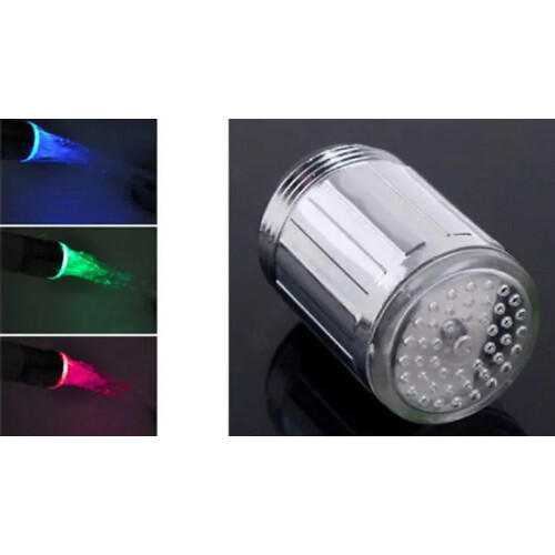 Tweedekans Kraanverlichting - LED - 2 Stuks - Temperatuursensor - Waterbesparend - 2,2 x 2,2 x 3,1 cm - Zilver Tweedehands