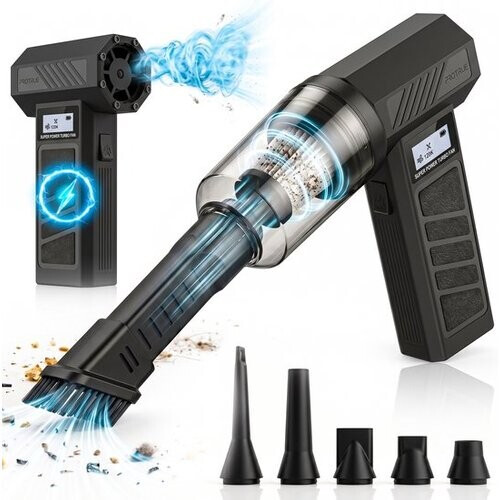 Tweedekans Kruimeldief Snoerloos met Air Duster 130.000 RPM - Auto Stofzuiger Draadloos - Kruimelzuiger - Handstofzuiger - Luchtblazer op accu - Perslucht - Turbo Fan Tweedehands
