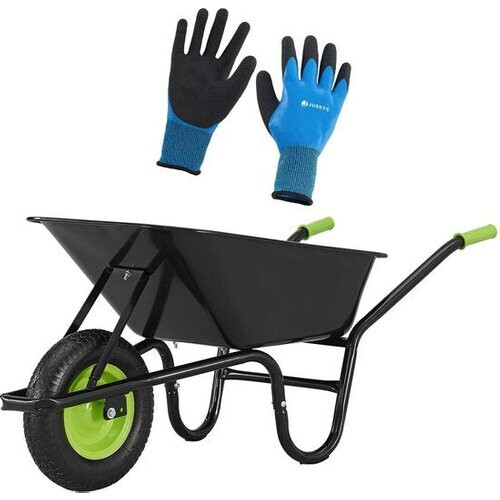 Tweedekans Kruiwagen 100 Liter - Luchtbanden - Zwart - Max. 210 KG - Incl. Handschoenen Tweedehands