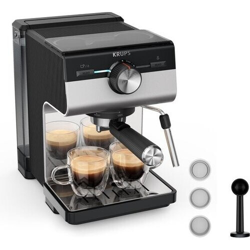 Tweedekans Krups Authentic XP384E10 Pistonmachine - Espressomachine - 15 Bar - Thermoblock-systeem - RVS - Inclusief Stoompijpje - Geschikt voor Gemalen Koffie & ESE Pads Tweedehands