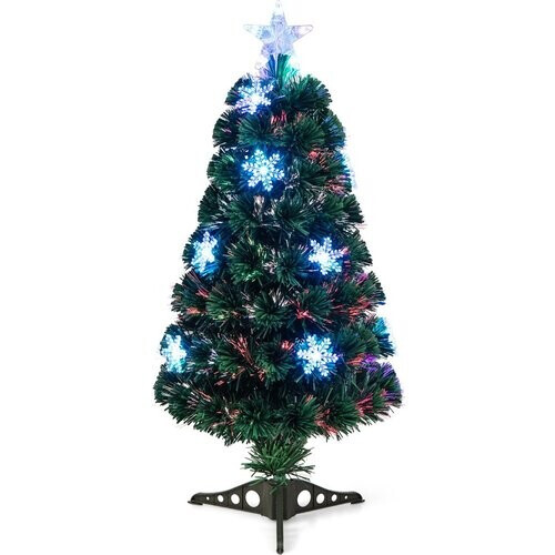 Tweedekans Kunstkerstboom met glasvezel verlichting en decoratie - Kerstboom - Kerst - LED - 90 cm Tweedehands