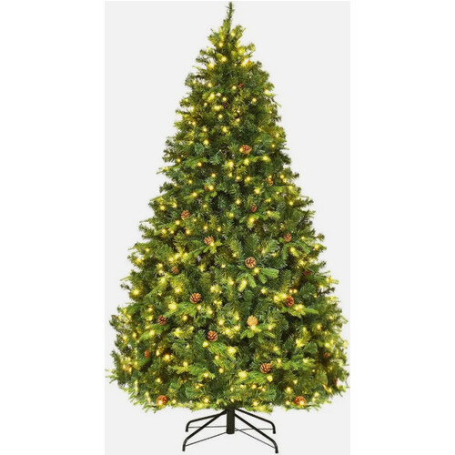 Tweedekans Kunstmatige Fir Tree met LED - Lichte ketens Kerstboom Kerstboom 210cm Groen Tweedehands