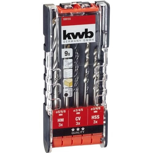 Tweedekans kwb 109155 HSS Boorset 9-delig 3 mm, 4 mm, 5 mm, 6 mm, 8 mm 1/4 (6.3 mm) 9 stuk(s) Tweedehands