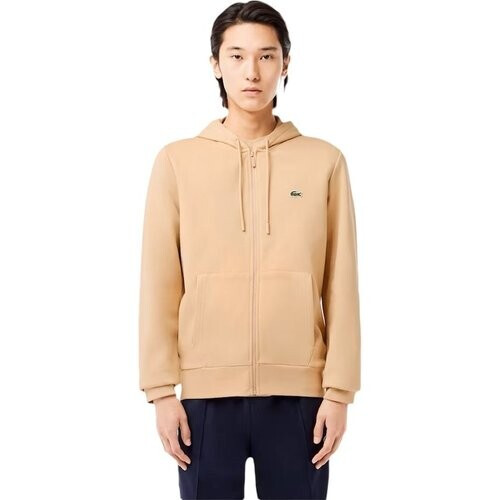 Tweedekans Lacoste – Fleece Hoodie Met Rits – Maat XS – Voorzien Van Geborduurde Krokodil En Kangoeroezak En Jersey Voering – Voor Sport En Casual – Croissant Katoenmix Tweedehands
