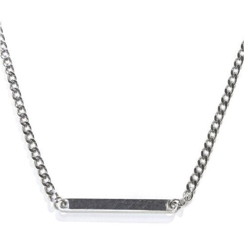 Tweedekans Laura Ferini Dames Ketting Facile – Zilverkleurige Schakelketting met Plaatje – 18K Witgoud Verguld Collier – Elegante Halsketting met Hanger Tweedehands