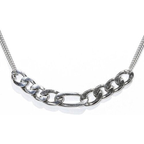 Tweedekans Laura Ferini Dames Ketting Romana Zilver - Zilverkleurige Ketting Met Schakel - 18K Witgoud Verguld - Halsketting - Collier- Sieraad - Accessoires - Dames Ketting Met Hanger Tweedehands