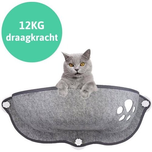 Tweedekans LBB Kattenhangmat - Voor aan het raam - Kom vorm - Kattenmand - Raam - Hangmat kat - Dieren - Kattenbed - Kattenmand - Slaapplek - Ligplaats - Grijs Tweedehands