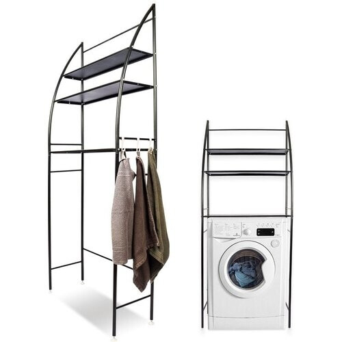 Tweedekans LBB - Wasmachine en Droger ombouw - 3 planken - Opbergrek voor boven Wasmachine - Zwart - Kast - Meubel - Wasdroger - Ook geschikt voor Wc - B62 x H160 cm Tweedehands