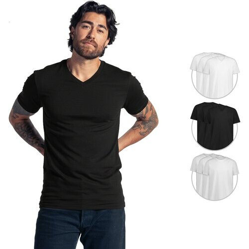 Tweedekans LebasQ Bamboo T-Shirt 3-pack - zwart - maat M - V-hals heren Tweedehands