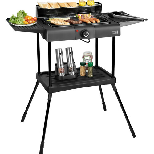Tweedekans Lebenlang 2-in-1 Elektrische Grill – Tafel- en Staande Grill – 2000W – Voor Binnen en Buiten – Inclusief Grilltang – Anti-aanbaklaag Tweedehands