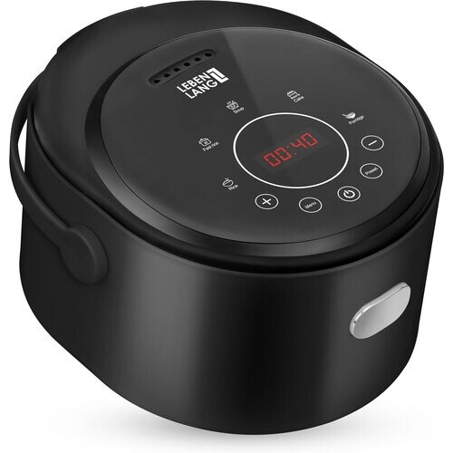 Tweedekans LEBENLANG Digitale Rijstkoker 0,8L - 400W - Zwart - 30x26x22 cm - Met Timer, Warmhoudfunctie, Maatbeker & Rijstlepel Tweedehands