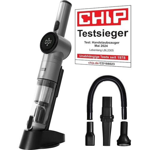 Tweedekans LEBENLANG Draadloze Stofzuiger - Accu - 17000PA - 135W - Sterke Lithiumbatterij - Inclusief Oplaadstation - Grijs Tweedehands