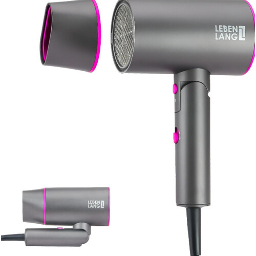Tweedekans Lebenlang LBH3088P Lonische Föhn - 2100 W met Koude Luchtmodus - Opvouwbaar – 360° Beweegbaar Opzetstuk - Roze Tweedehands