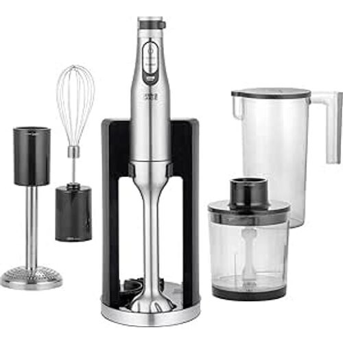 Tweedekans LEBENLANG - Premium 1200W Staafmixerset – 5-in-1 Keukenhulp – Incl. Hakmolen, Garde, Aardappelstamper, Maatbeker & Opzetstandaard – RVS – Traploos Verstelbaar & Turbo Tweedehands