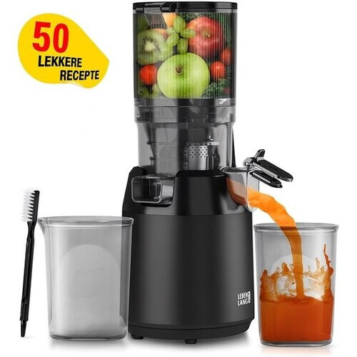 Tweedekans Lebenlang Slowjuicer Sapcentrifuge - Incl. 2 Sapbekers - 250 W - BPA-vrij - Mat Zwart - 21 x 20 x 44 cm Tweedehands