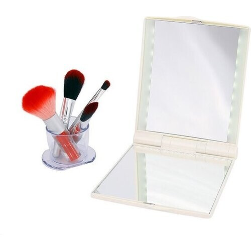 Tweedekans LED Make-up Spiegel met 3x Vergroting – Verlichte Draagbare Cosmeticaspiegel met Swarovski Kristal – Compacte Make-upspiegel voor Thuis & Onderweg – Voor Nauwkeurige Make-up, Epileren en Skincare – Wit Tweedehands