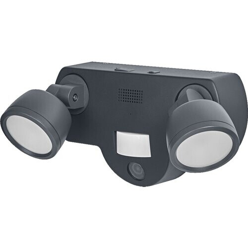 Tweedekans LEDVANCE SMART+ buitenwandlamp met camera - warm wit LED-licht (3000K) - 2 koppen van hoogwaardig metaal - geïntegreerde luidspreker - geheugenkaart - slimme WiFi-technologie - IP44 Tweedehands