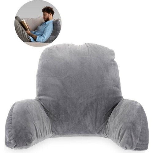 Tweedekans Leeskussen - Voor in bed - Met 3 opbergvakken - Rugkussen bank - zitkussen - Lende - Rug kussen onderrug - Lees - Kussens - Knuffel - Steun - Boeken - book - Seat - Grijs Tweedehands