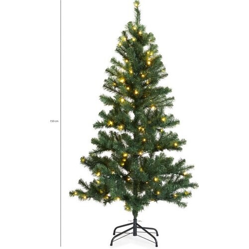 Tweedekans Lifa Living - Kunstkerstboom - Met Verlichting - 130 LED Lampjes - 150 cm - Aanloopsnoer 5 meter - Groen Tweedehands
