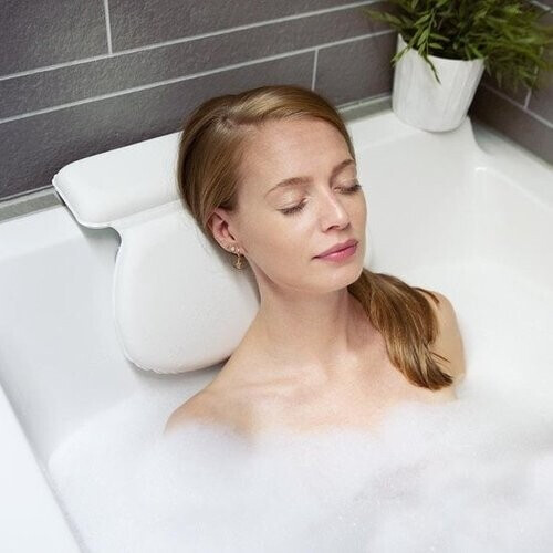 Tweedekans LifeGoods Badkussen - met Anti Slip Zuignappen - voor in Bad en Jacuzzi - Wit Tweedehands