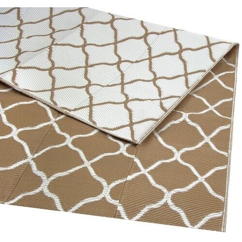 Tweedekans LifeGoods Buitenkleed - 152x230CM - Vloerkleed - Tuintapijt - Buitentapijt - Omkeerbaar - Incl. Draagtas - Met Patroon - Beige/Wit Tweedehands