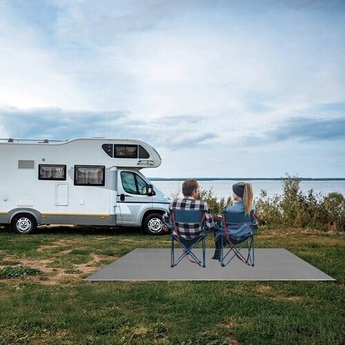 Tweedekans LifeGoods Buitenkleed - 152x230CM - Vloerkleed - Tuintapijt - Buitentapijt - Incl. Draagtas - Grijs Tweedehands