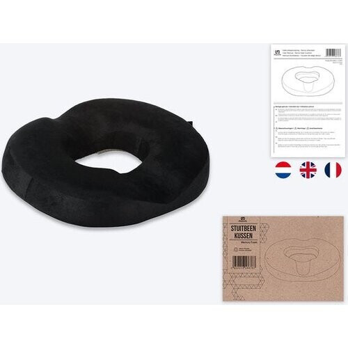 Tweedekans LifeGoods Donut Zitkussen – Ergonomisch Stoelkussen – U-vorm – Wasbare Hoes – Zwart Tweedehands