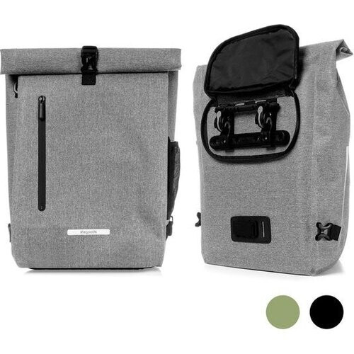 Tweedekans LifeGoods Enkele Fietstas - Compact - Schoudertas en Rugtas - 25L - Ronde Bagagedragers - Waterdicht - Grijs Tweedehands