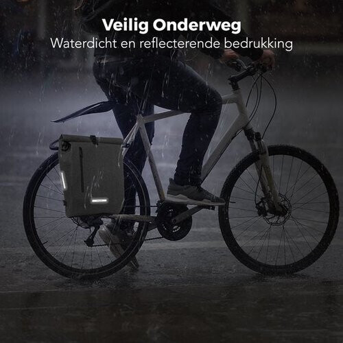 Tweedekans LifeGoods Enkele Fietstas - Compact - Schoudertas en Rugtas - 25L - Ronde Bagagedragers - Waterdicht - Grijs Tweedehands