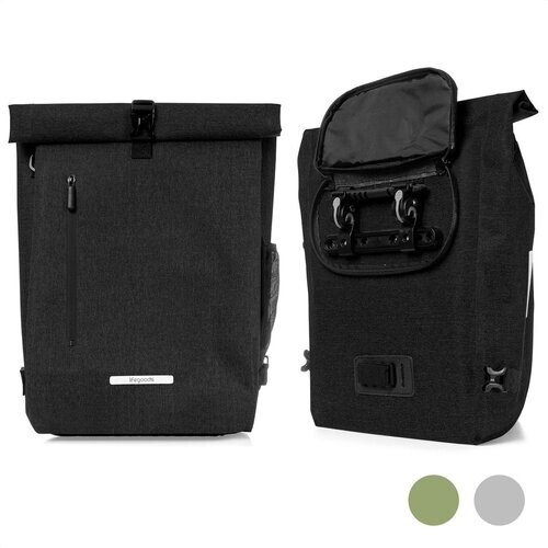 Tweedekans LifeGoods Enkele Fietstas - Compact - Schoudertas en Rugtas - 25L - Ronde Bagagedragers - Waterdicht - Zwart Tweedehands